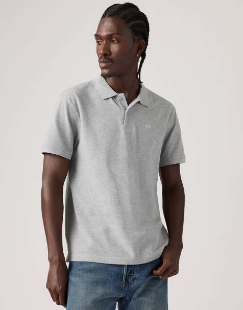 Levi's original polo teddy stripe polo in grey