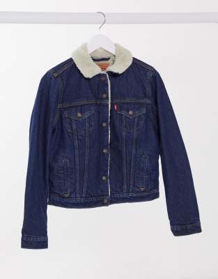 Levi's Original Sherpa Trucker Jacket In Mid Wash Blue | ModeSens