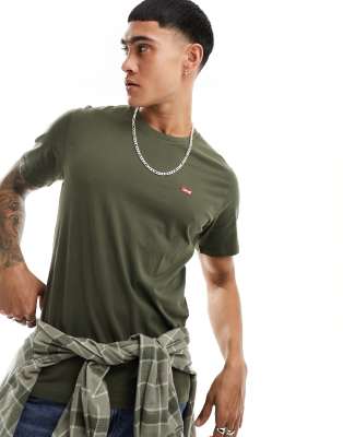 Levi's original small batwing logo t-shirt in olive green