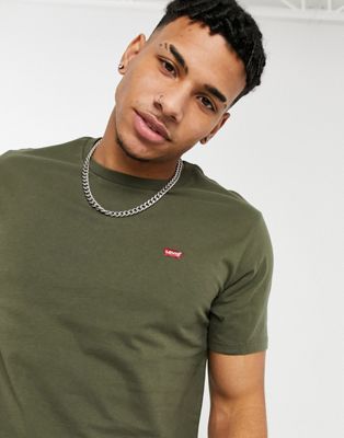 Levi's original small batwing logo t-shirt in olive green