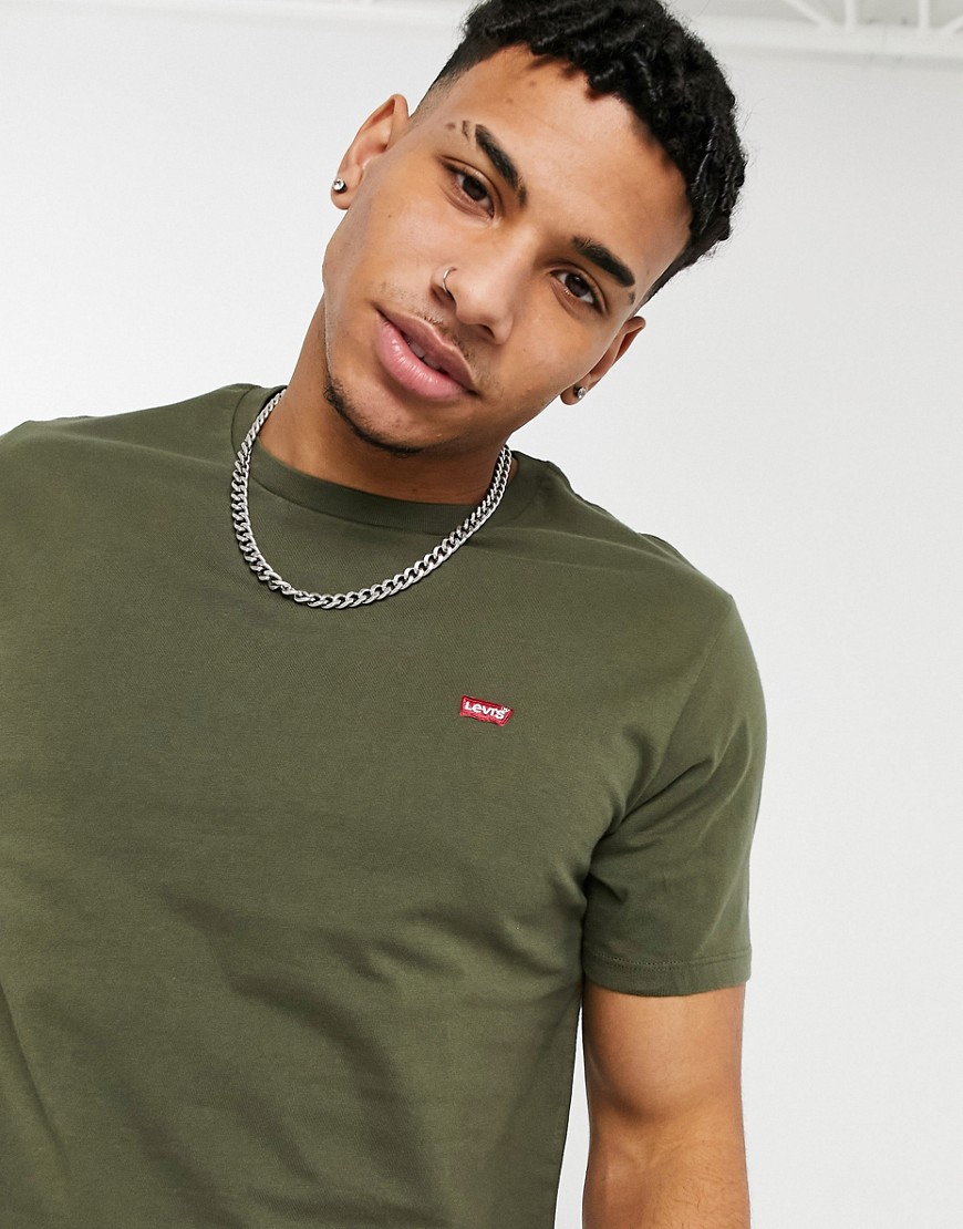 Levi's original small batwing logo t-shirt in olive green