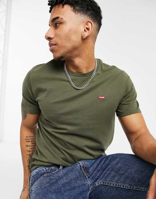 Levi s original small batwing logo t shirt in olive green