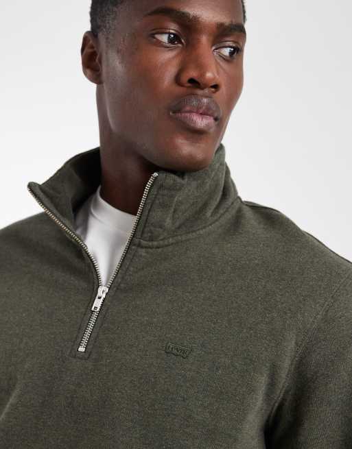 Levi's Original Sweatshirt mit 1/4-Reißverschluss in Dunkelgrün, 3 von 5