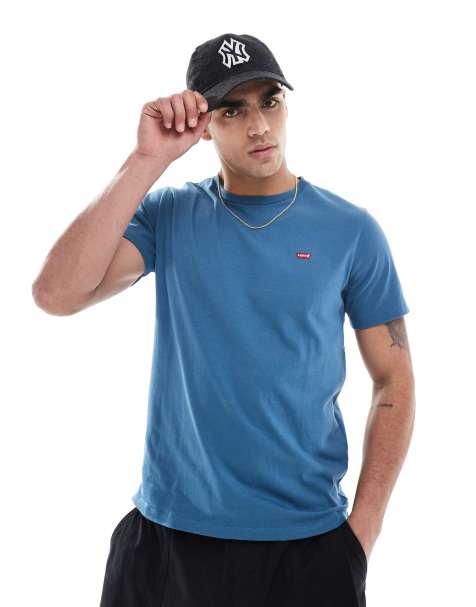 Levi's – Original – T-Shirt in Mittelblau mit Fledermauslogo - view 1