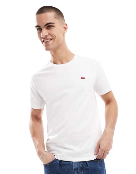 Levi's - Original - T-shirt in plumetis color bianco sporco a righe con logo batwing - view 1