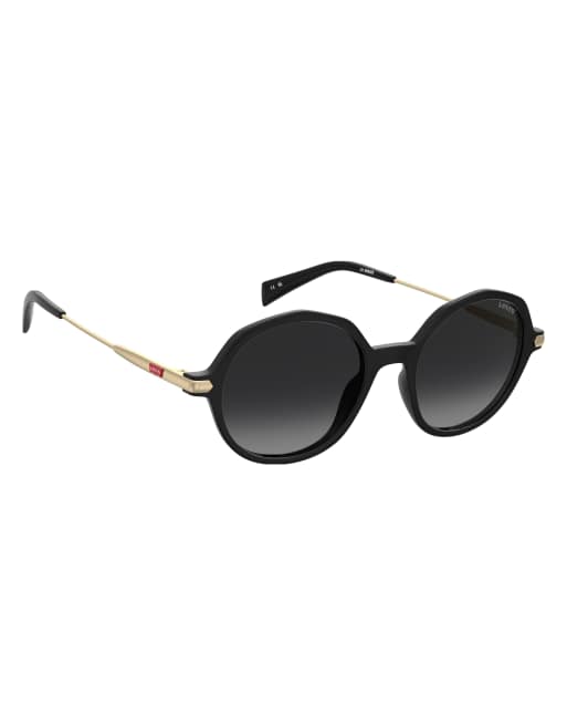 Levi's – Ovale Sonnenbrille in Schwarz mit dunkelgrauen Gläsern, 2 von 4