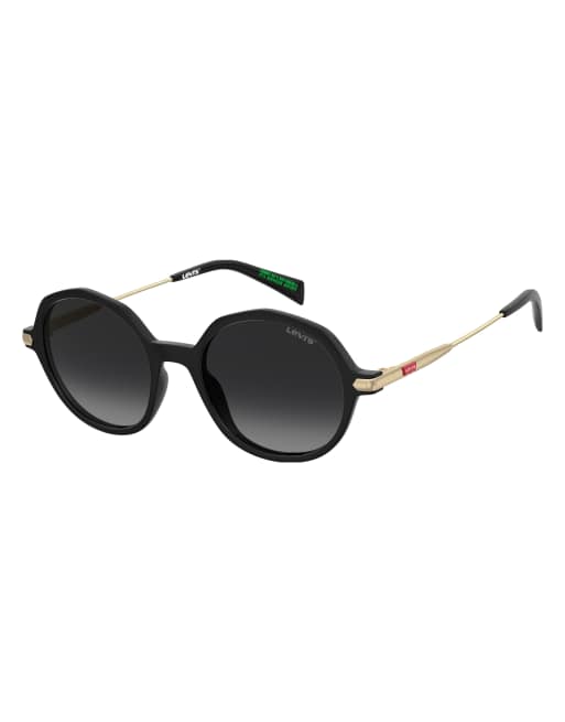 Levi's – Ovale Sonnenbrille in Schwarz mit dunkelgrauen Gläsern, 4 von 4