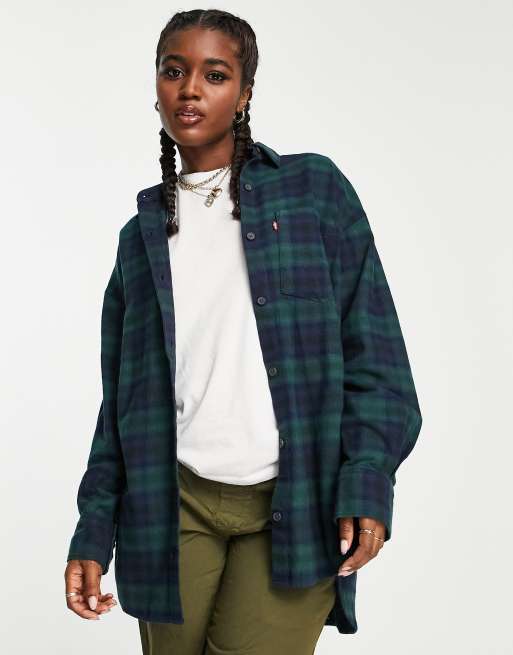 Levi's – Oversize-Hemd in kariertem Marineblau