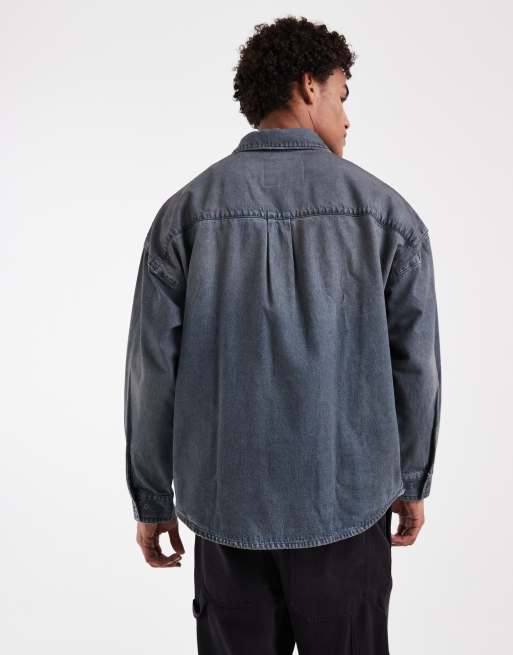 Levi's oversize koszula jeansowa western w spranym szarym kolorze, 2 z 5