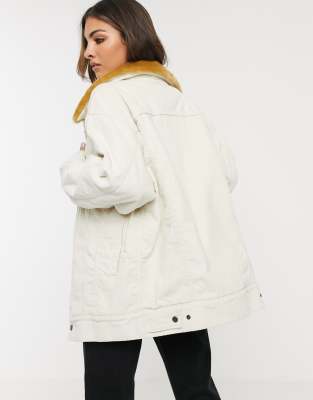 white sherpa trucker jacket