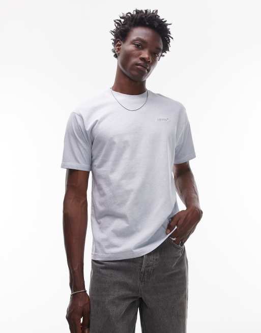 Levi's - Oversized garment wash T-shirt met vintage ton-sur-ton logo in lichtblauw