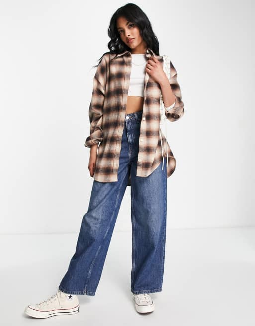 Levi's - Oversized geruit overhemd in bruin 