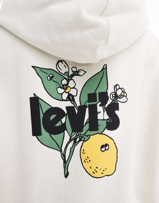 Levi s oversized hoodie with lemon logo back print in off white