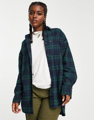 Levi's oversized shirt in navy plaid