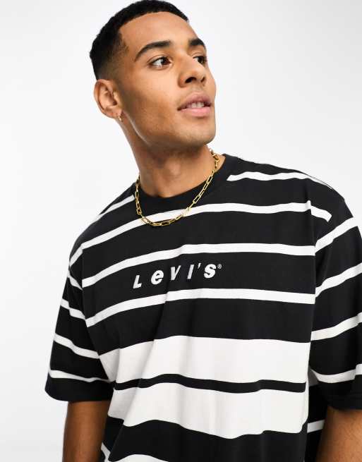 Levi's black and store white striped shirt