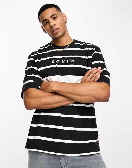 Levi's black and 2025 white striped t shirt