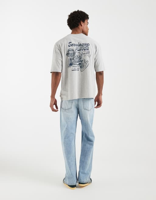 Levi's - Oversized T-shirt met grafische print op de achterkant in grijs, 2 van 5
