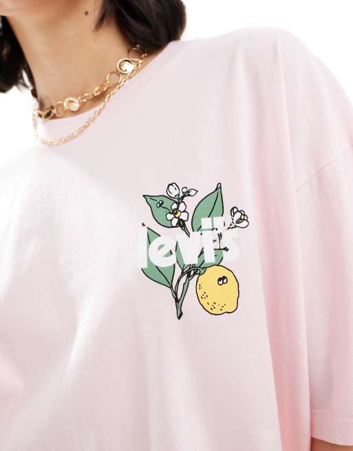 Levi's - Oversized T-shirt met logo met citroen en kleurvlakken in roze, 3 van 4