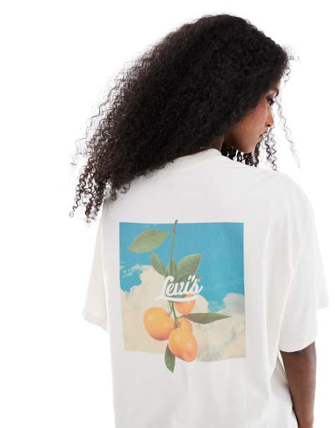 Levi's - Oversized T-shirt met sinassappelprint in wit - view 1