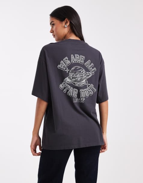 Levi's - Oversized T-shirt met 'Star Dust'-print op de achterkant in zwart - view 1