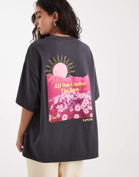Levi's - Oversized T-shirt met 'Sun Back' print op de achterkant in zwart - view 1