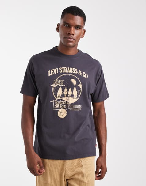 Levi's - Oversized T-shirt met vintage cowboy- en logoprint in zwart - view 1