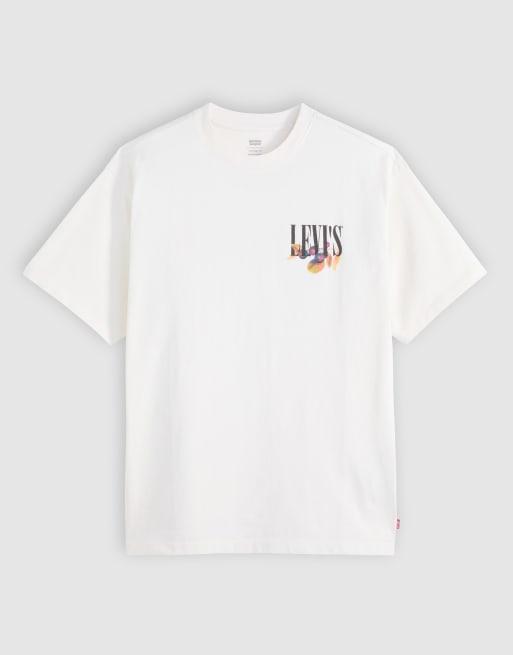 Levi's - Oversized T-shirt met vintage fruit cocktail logoprint op de achterkant in gebroken wit