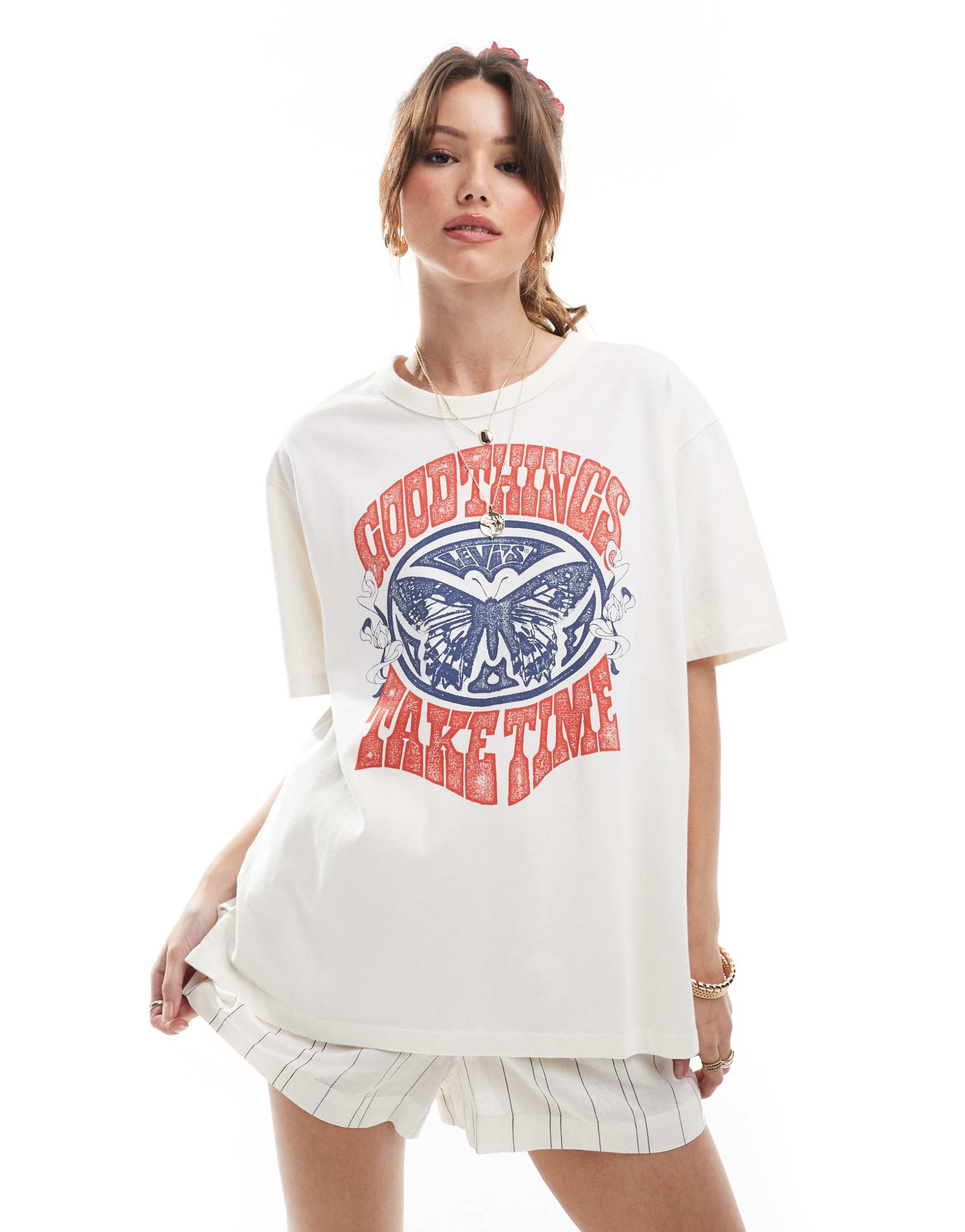 levi's oversized t-shirt with butterfly print in white