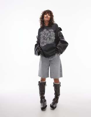 Levi's Oversized T-shirt With Flower Print In Black
