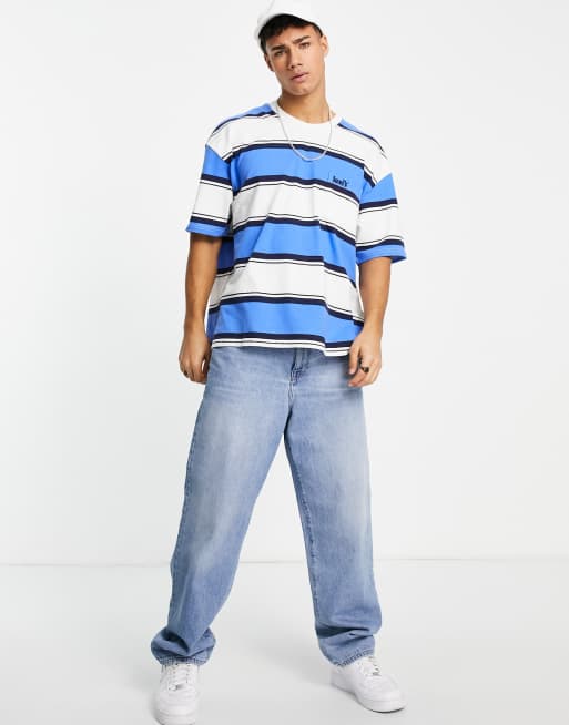 Levi's oversized t-shirt with pocket and logo in blue stripe | ASOS