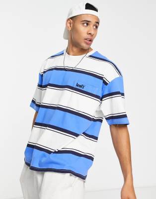 levis blue and white striped shirt