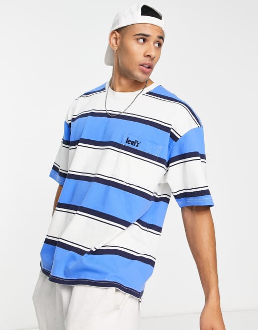 Levi's oversized T-shirt with pocket in blue stripe | ASOS