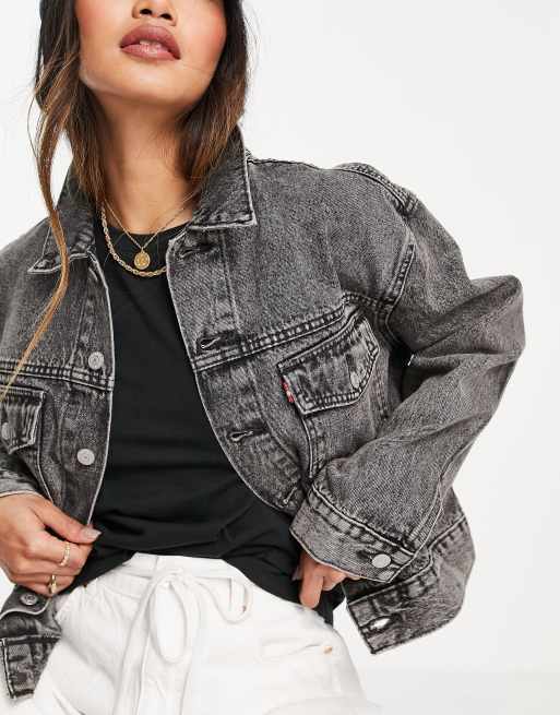 Levi's oversized utility denim jacket in black | ASOS