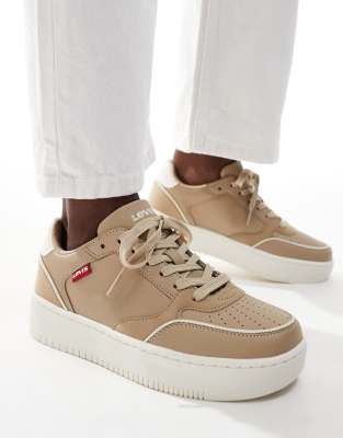 Levi's Paige trainer in beige with logo-Neutral