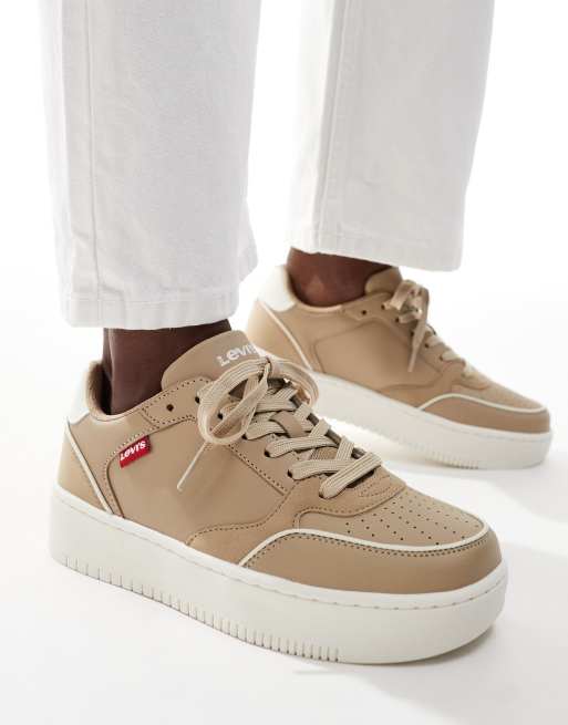 Levi s Paige trainer in beige with logo