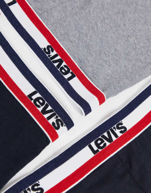 Levi's - Pakke med 3 par boksershorts i grå/sort med kontrastfarvet logobånd i taljen , 4 af 4