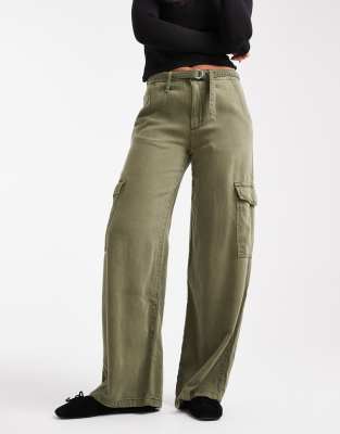 Pantalon dad baggy cargo - Kaki-Vert W31 L30