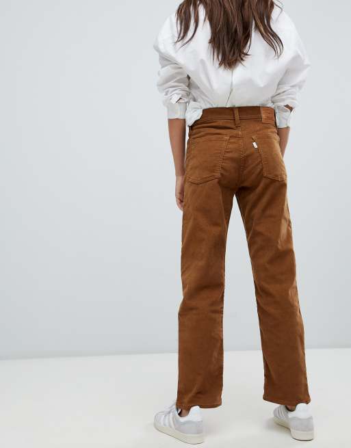 Levi s Pantalon droit en velours c tel taille haute Tabac