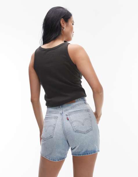Levi's - Pantaloncini di jeans a metà coscia lavaggio chiaro stretti in vita - view 1