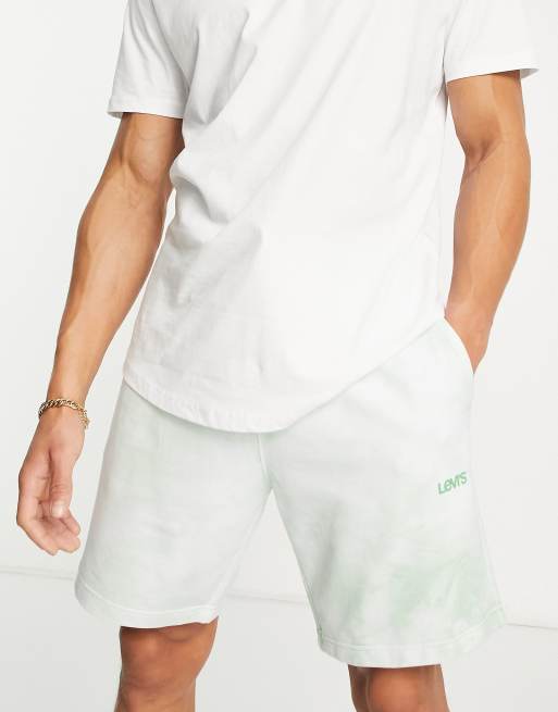 Levi's - Pantaloncini in jersey verde tie-dye con logo piccolo