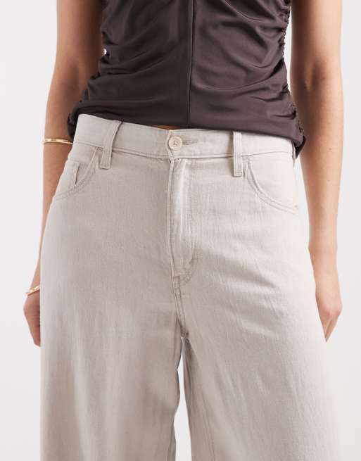 Levi's - Pantaloni a fondo ampio in lino grigi, 3 di 5