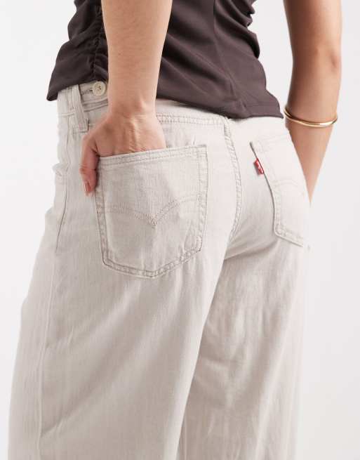 Levi's - Pantaloni a fondo ampio in lino grigi, 4 di 5