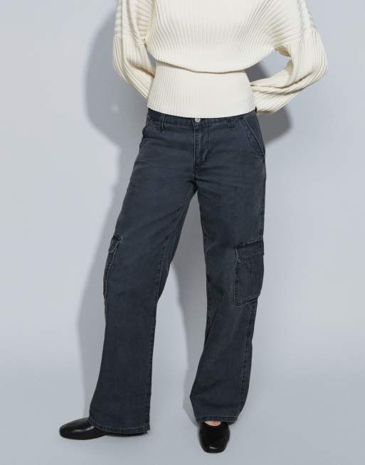 Levi's pantaloni cargo loose superlow lavaggio nero slavato, 2 di 9