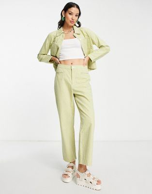 Levi's tailored crop trousers in green check  - ASOS Price Checker