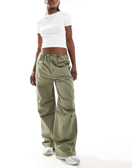 Levi's parachute pants with elastic waist drawcord in green