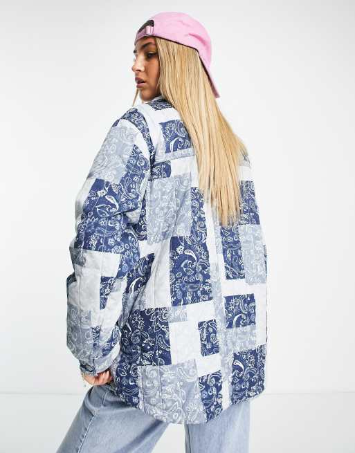 Levi's patchwork style quilted jacket in blue paisley print | ASOS