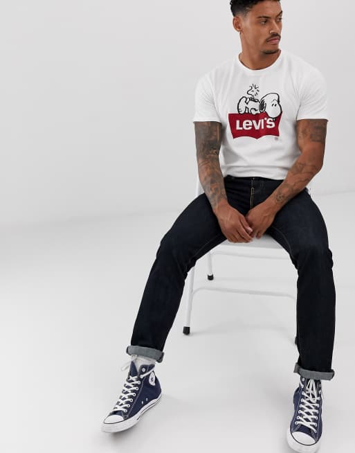 Levi's x Peanuts running sportswear logo print t-shirt in white