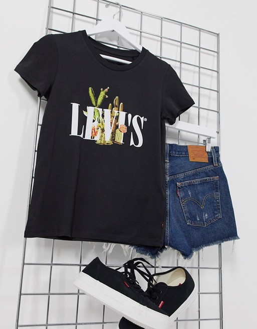 Levi's Perfect 90's logo tee with graphic print in black