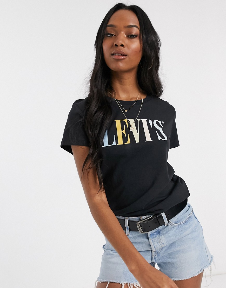 Levi's perfect 90s multicolour serif t-shirt-Black