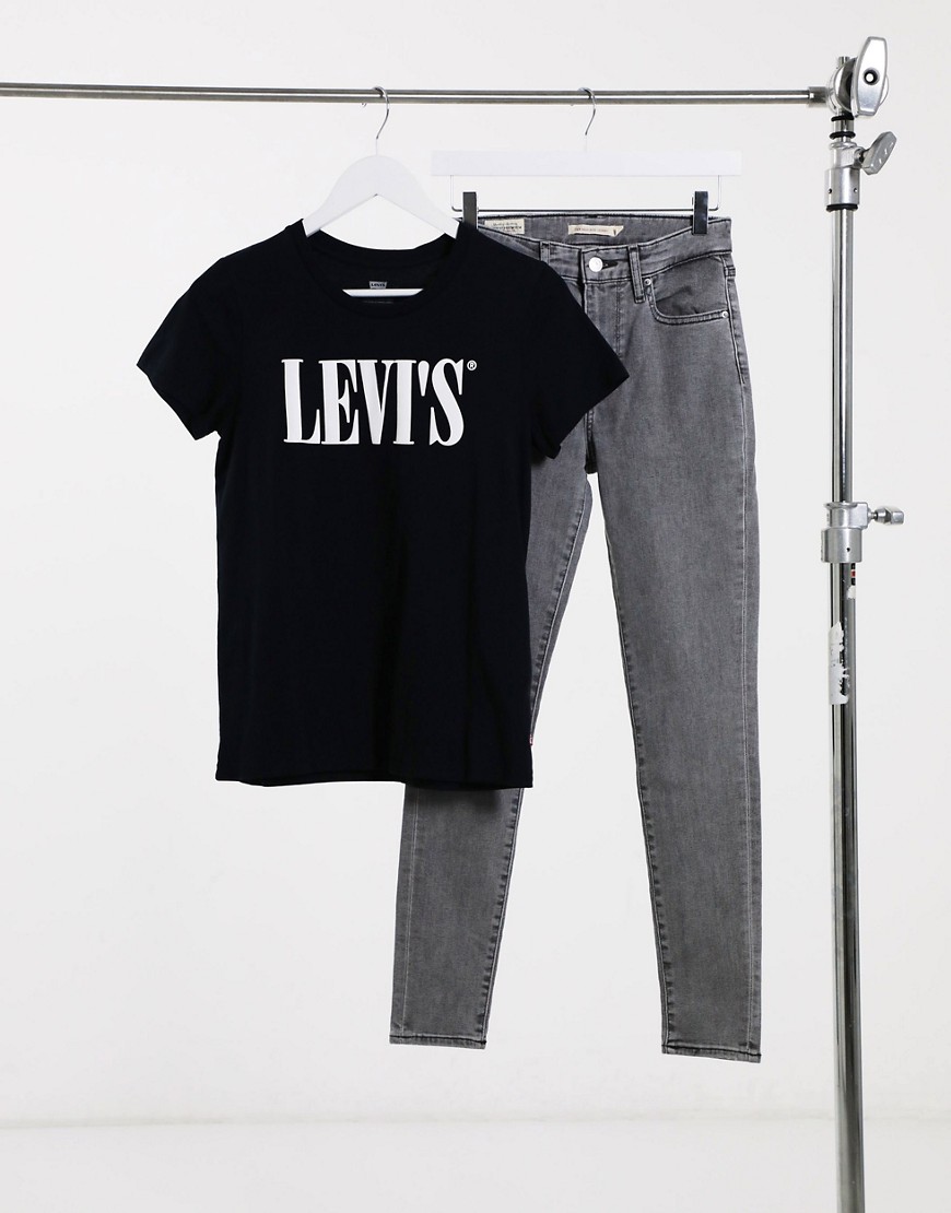 Levi's - Perfect 90's - T-shirt met logo-Zwart
